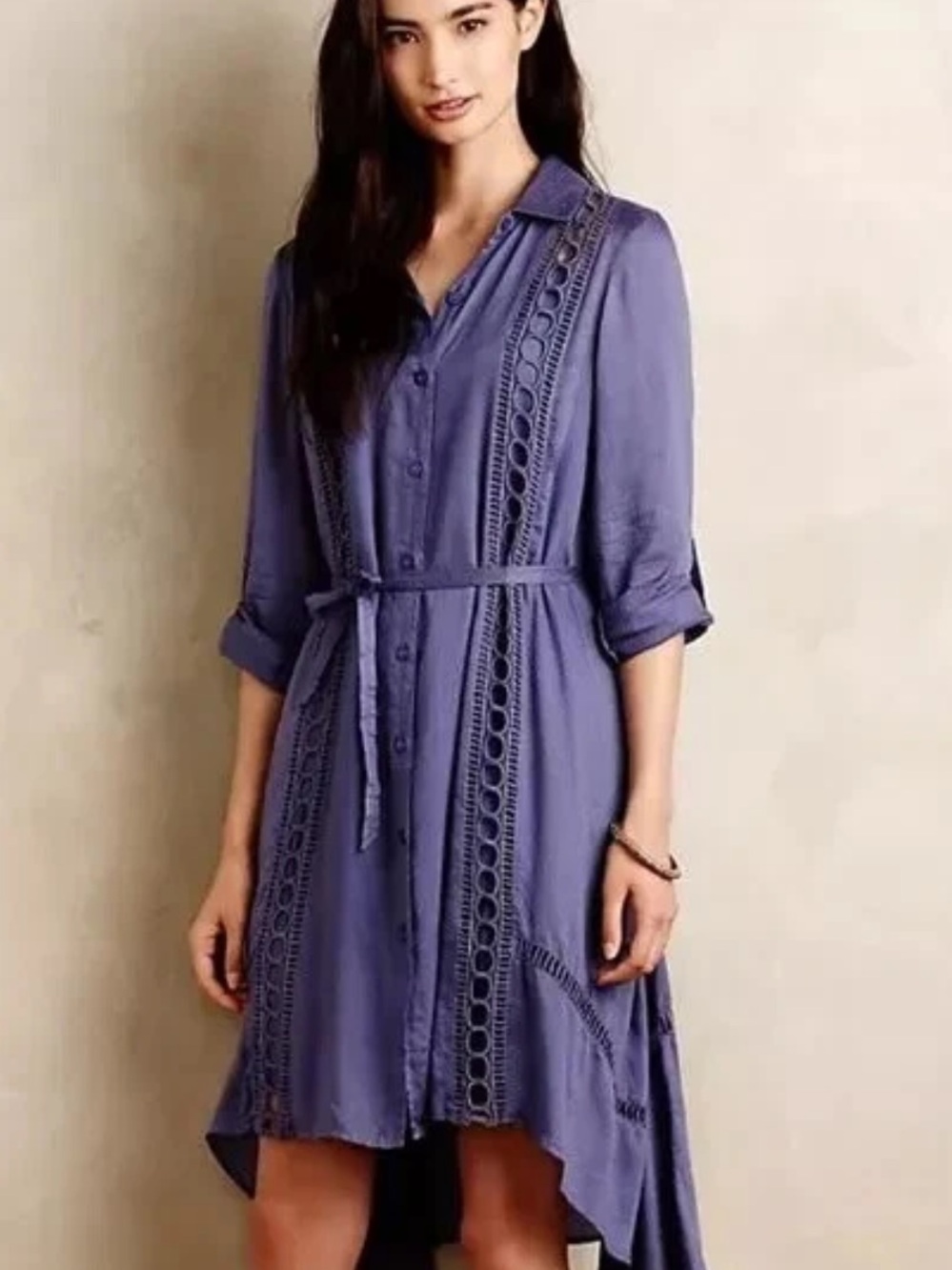 Anthropologie Vanessa Virginia Liet cutout linen shirt dress w slip
